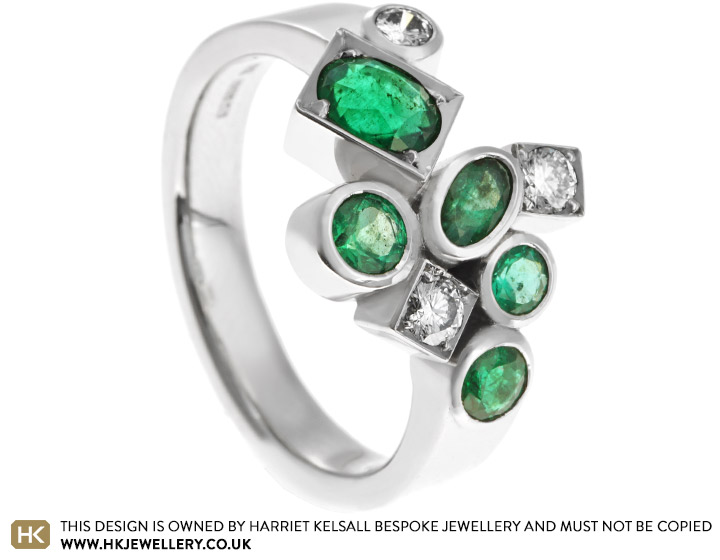 Lab-Grown Cushion Cut Emerald Gemstone 14K Engagement Ring