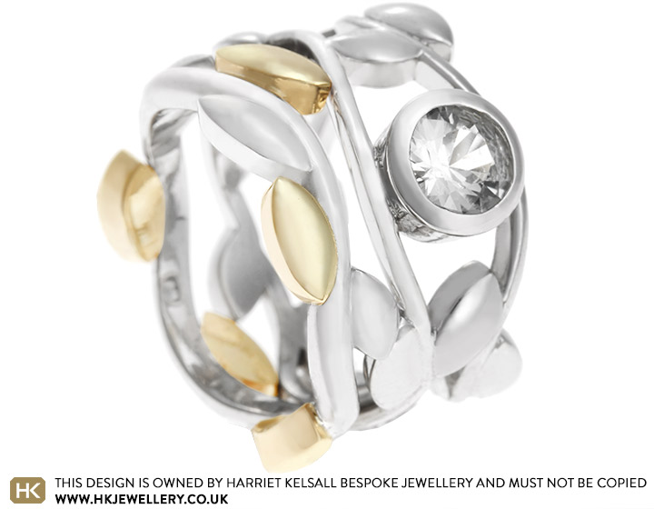 Sharon's Palladium and 9ct Yellow Gold Vine Inspired Wedding Ring