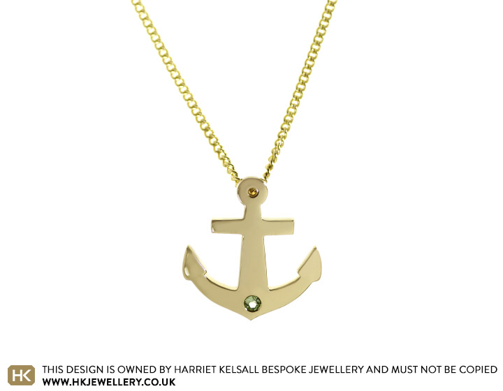 Zoe's Surprise Fairtrade Gold Anchor Pendant with Peridot