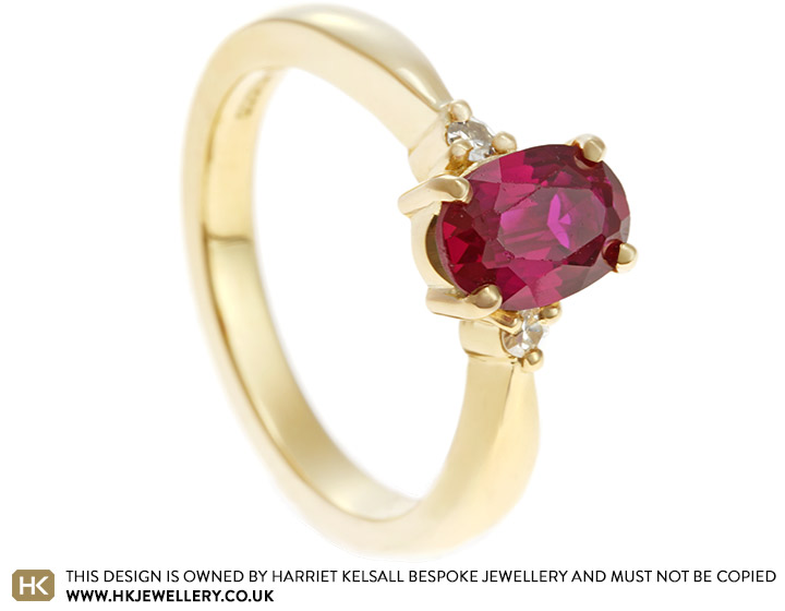 Sarah's Bespoke Ruby and Diamond trilogy engagement ring