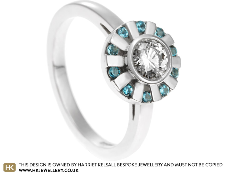 Karen's Fan Style Diamond and Topaz Engagement Ring