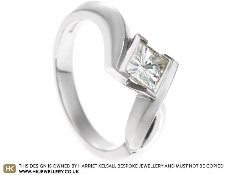 Annie's Asymmetric Princess Cut Moissanite Engagement Ring