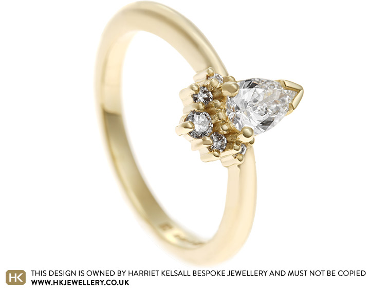 Fairtrade 9ct Yellow Gold Engagement Ring with Pear and Brilliant Cut Diamonds