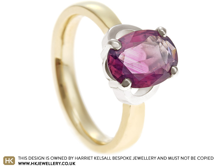 Catherine's yellow and white gold dress ring with her own pink sapphire