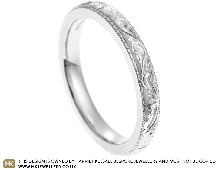 Engraved platinum ring sale