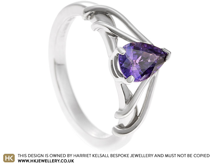 Kerry's purple Sapphire and palladium engagement ring