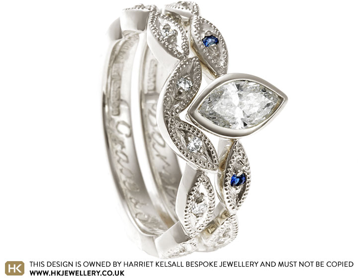 Grace's white gold, diamond and sapphire bridal set