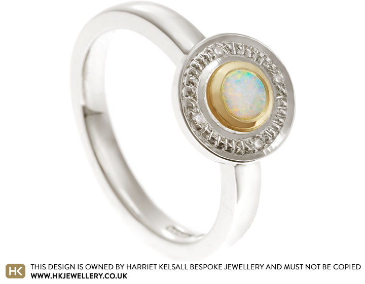 Laura's mixed metal opal and diamond engagement ring