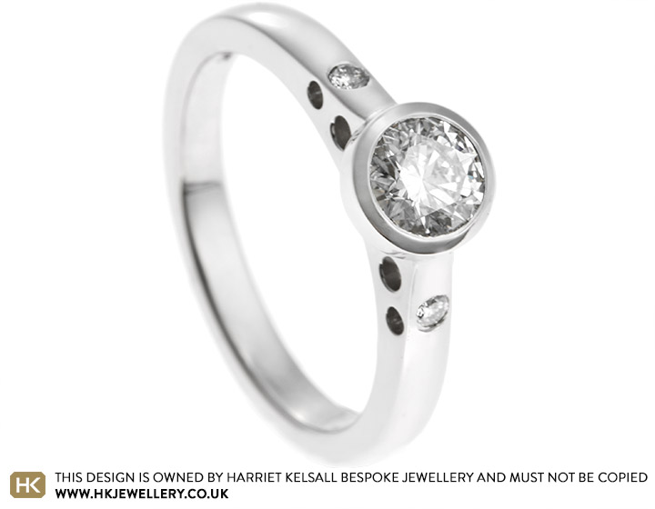 Jasne's Polka Dot inspired diamond and palladium engagement ring