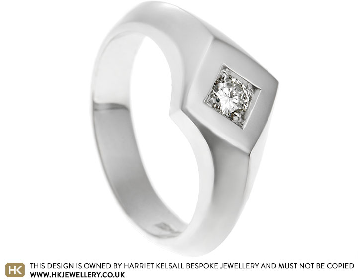 Michael's Apex Profiled Palladium and Diamond Signet Ring