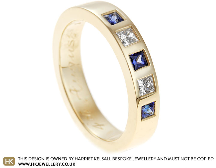 Sally's Princess Cut Diamond and Sapphire Eternity Ring