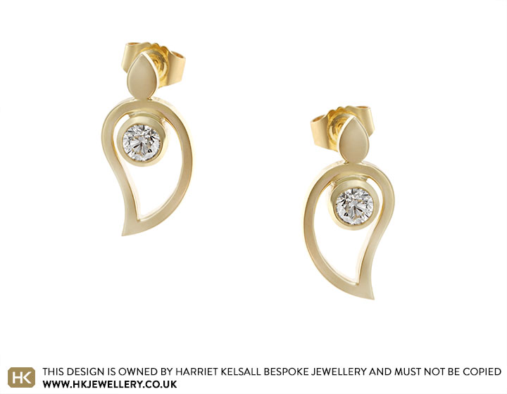 Janice's Paisley Inspired Yellow Gold and Diamond Earrings