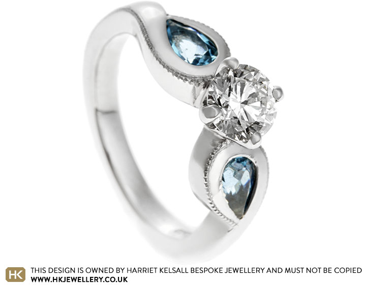 Katie's Maldivian sea inspired aquamarine and diamond engagement ring