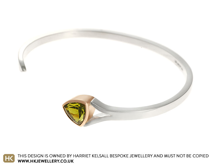 Laura's surprise sterling silver and 9ct rose gold peridot bangle