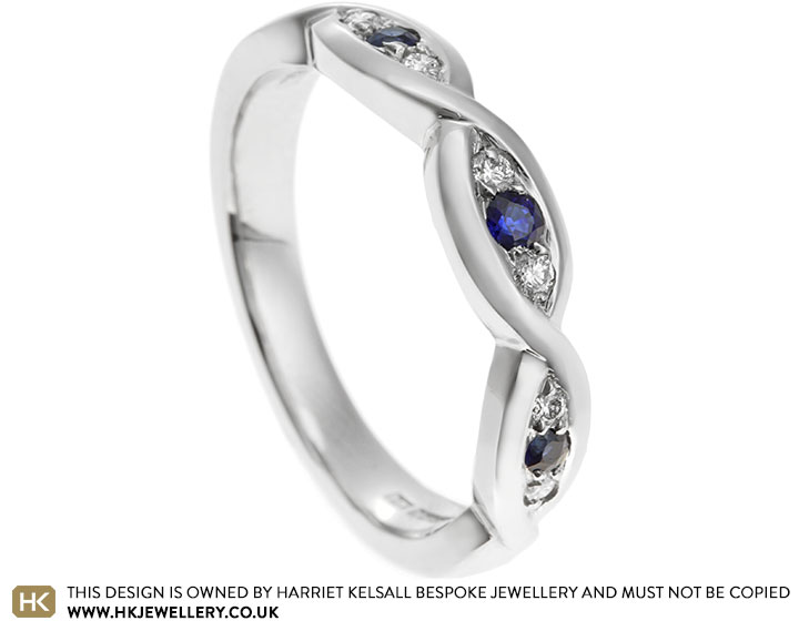 Amanda's diamond and sapphire palladium eternity ring