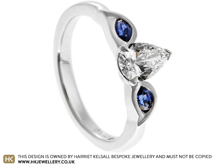 Vicki's Platinum Diamond and Marquise Cut Sapphire Engagement Ring