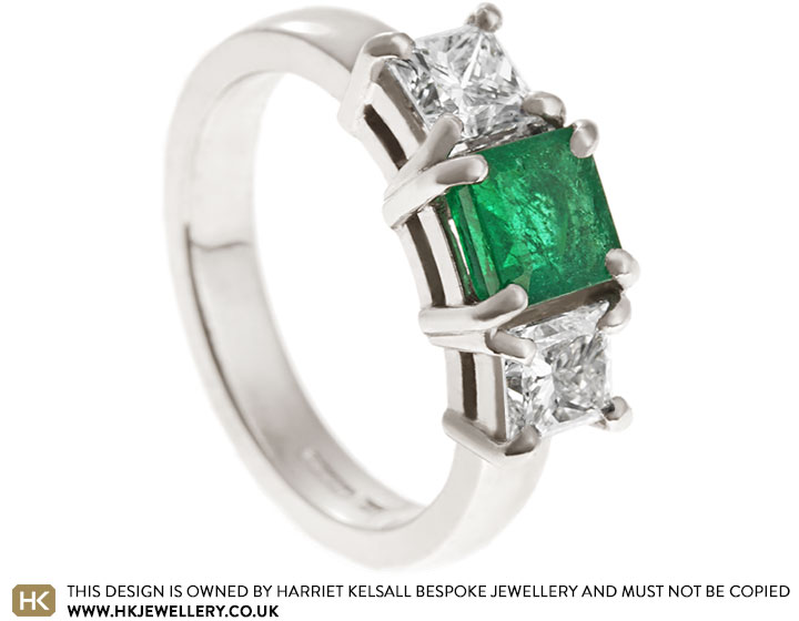 Claire's Re-designed Fairtrade 18ct White Gold Emerald Dress Ring