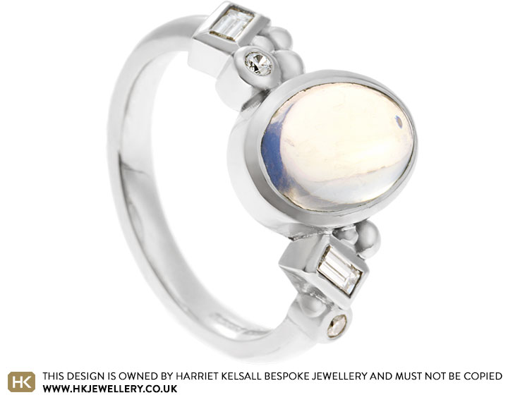 Sharon's Mix Cut Diamond and Sri Lankan Moonstone Ring