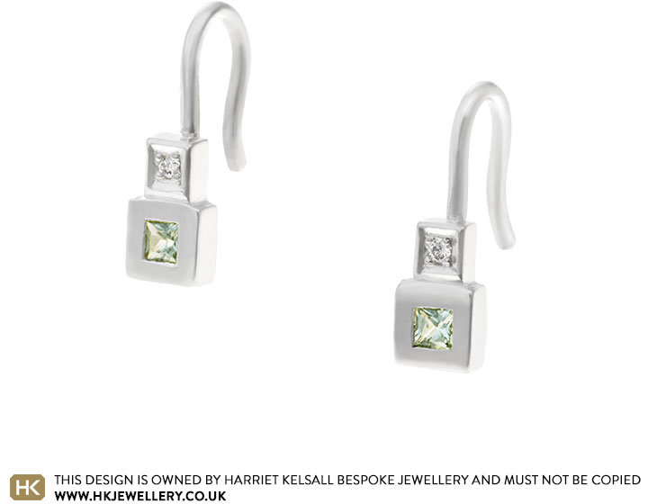 Moira's Surprise Fairtrade White Gold and Green Sapphire Earrings