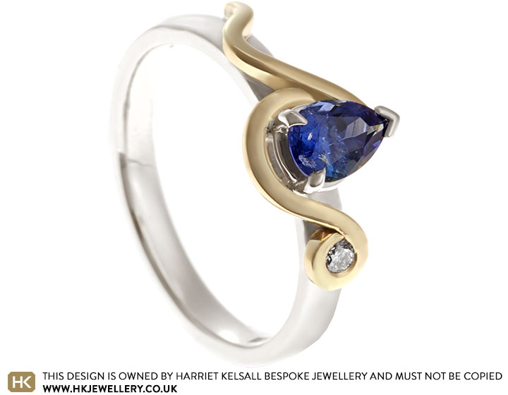 Elouise's 9ct White and Yellow Gold Pear Cut Sapphire Engagement Ring