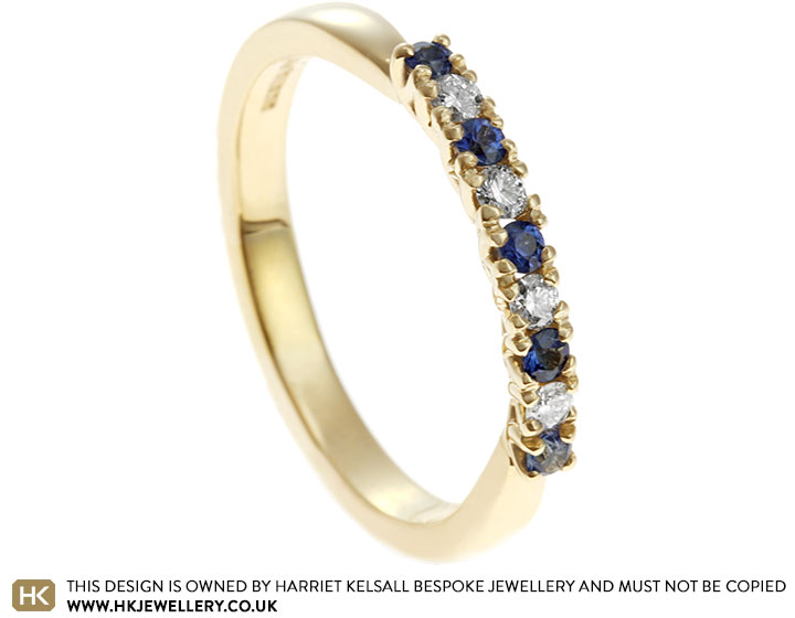 Caroline's 9ct Yellow Gold Eternity Ring with Blue Sapphires and Diamonds