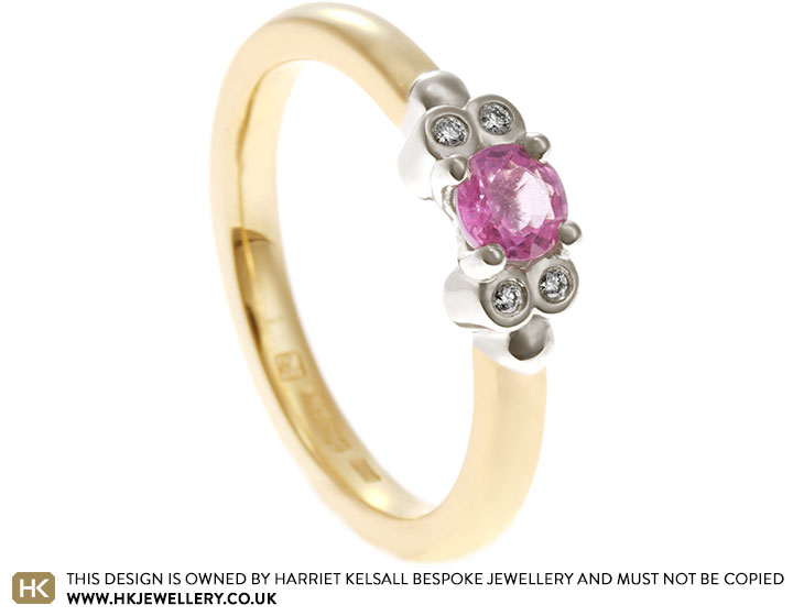 Rebecca's Fairtrade Yellow and White Gold Pink Sapphire Engagement Ring