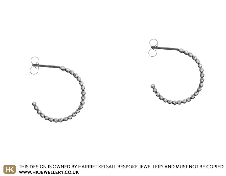 Silver Circle Beaded Hoop Gold Earrings - KTCollection