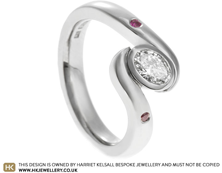 Alison's Palladium 0.33ct Oval Cut Twist Diamond Engagement Ring