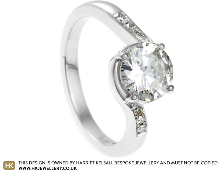 Becky's platinum engagement ring with her Grandmother's diamond