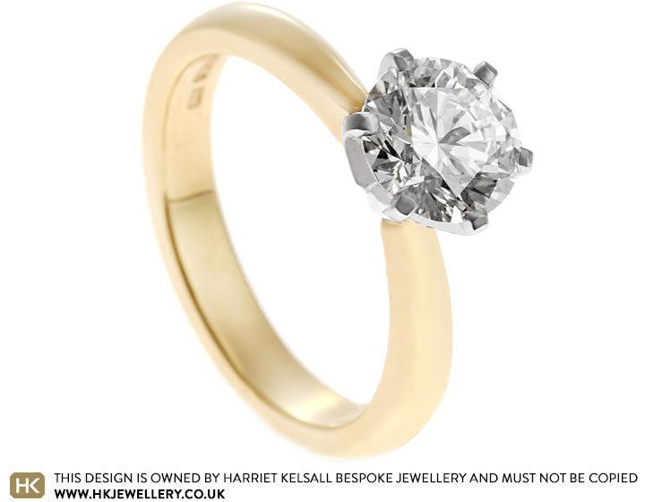 Hannah's 9ct yellow gold and platinum diamond solitaire engagement ring