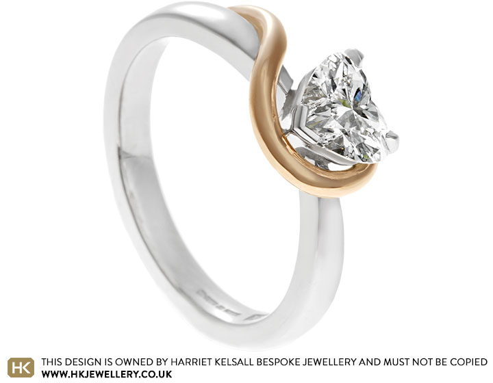 Stephanie's Treble Clef Inspired Mixed Metal and Heart Cut Diamond Engagement Ring