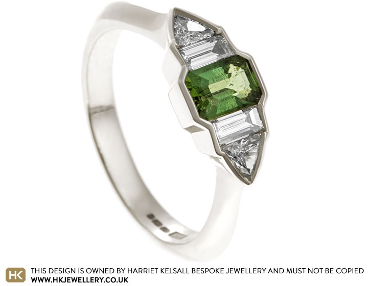 Kat's Green Tourmaline and Diamond Engagement Ring