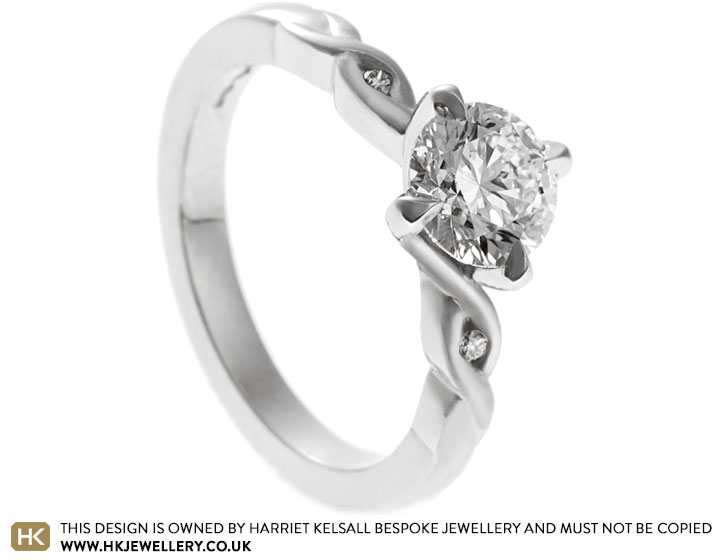 Natasha's Platinum and Diamond Engagement Ring With Woven Setting