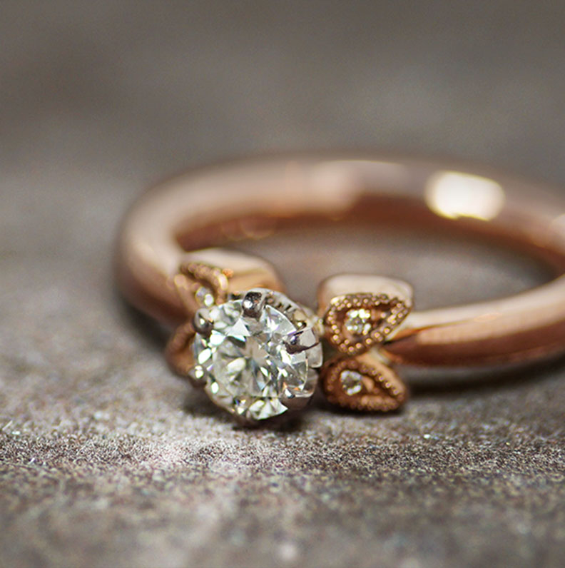 Rose Gold Vintage Engagement Ring Vintage Inspired