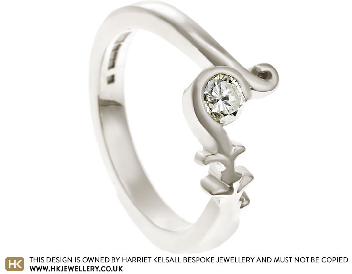 Angie's asymmetric twist dress ring with family diamonds