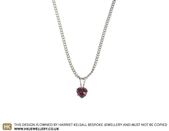 Heart Shaped Rhodolite Garnet and Sterling Silver Pendant