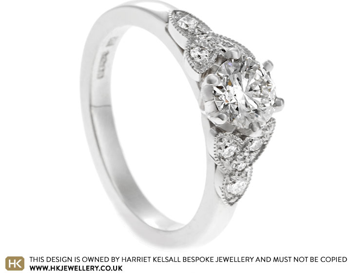 Platinum engagement ring with round brilliant cut diamonds totalling 0.77ct