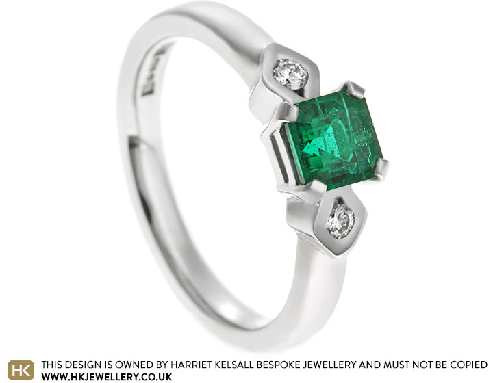 Clare's Bespoke Emerald and Palladium Dress Ring