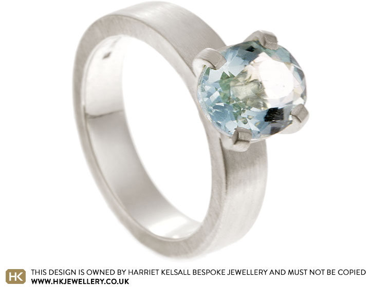 Caroline's Fairtrade 9ct White Gold Aquamarine Dress Ring