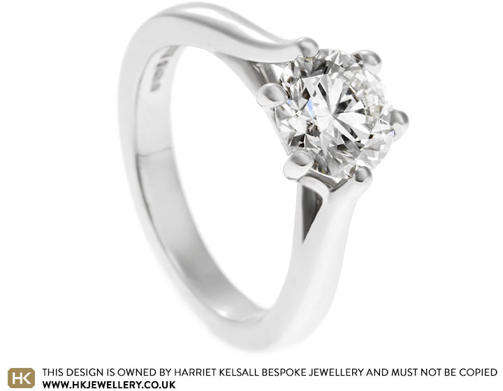 Fiona's platinum and diamond solitaire engagement ring