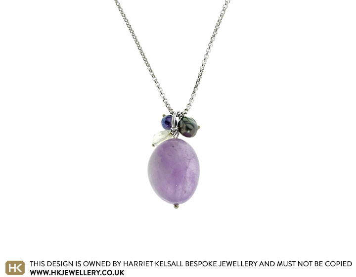 Amethyst and Pearl Cluster Pendant on Sterling Silver Chain