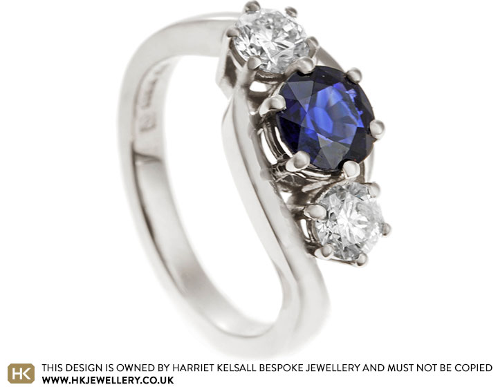 Katy's Sapphire and Diamond 18 Carat White Gold Engagement Ring