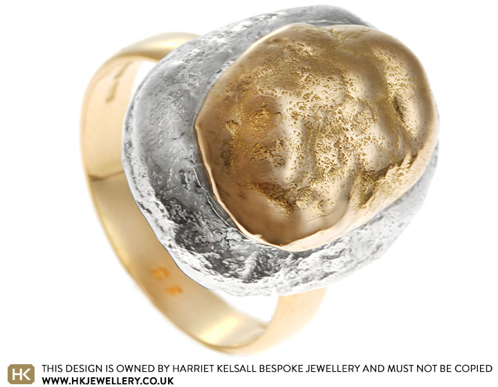 Anna's Sterling Silver and Yellow Gold Nugget Dress Ring