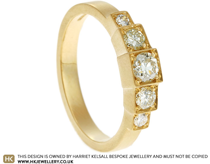 Rebecca's Art Deco Inspired Yellow Gold and Diamond Dress Ring