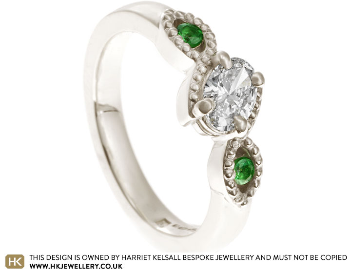 Kirsty's Tsavorite and Diamond Celtic Inspired Engagement Ring