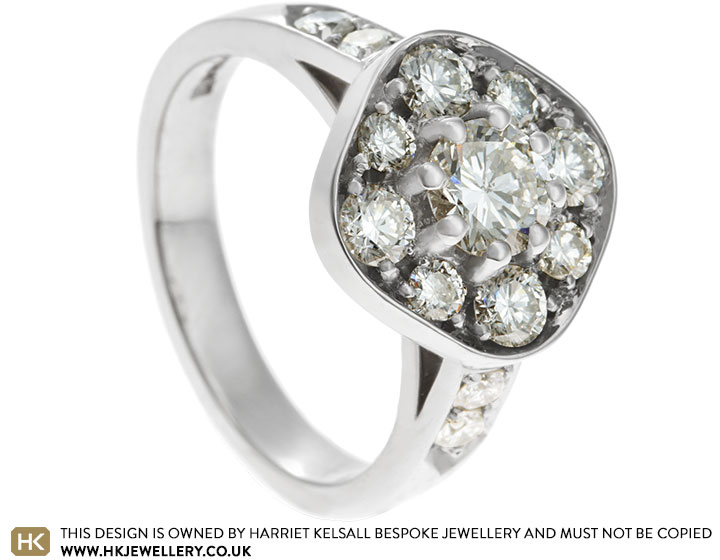 Hattie's Palladium and Diamond Cluster Engagement Ring Redesign