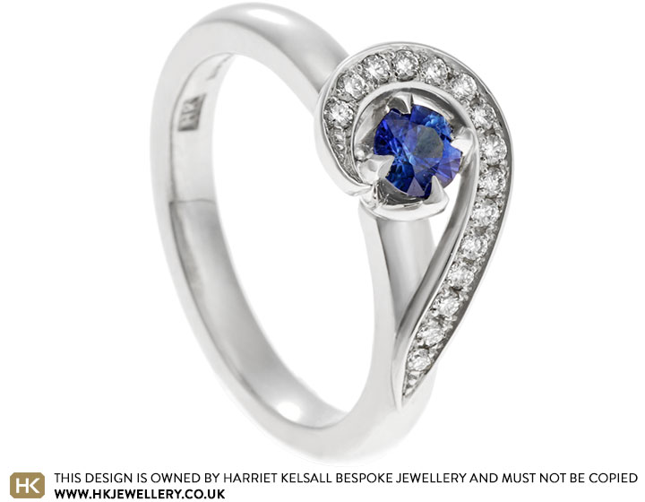 Emma's sapphire and diamond sweeping engagement ring