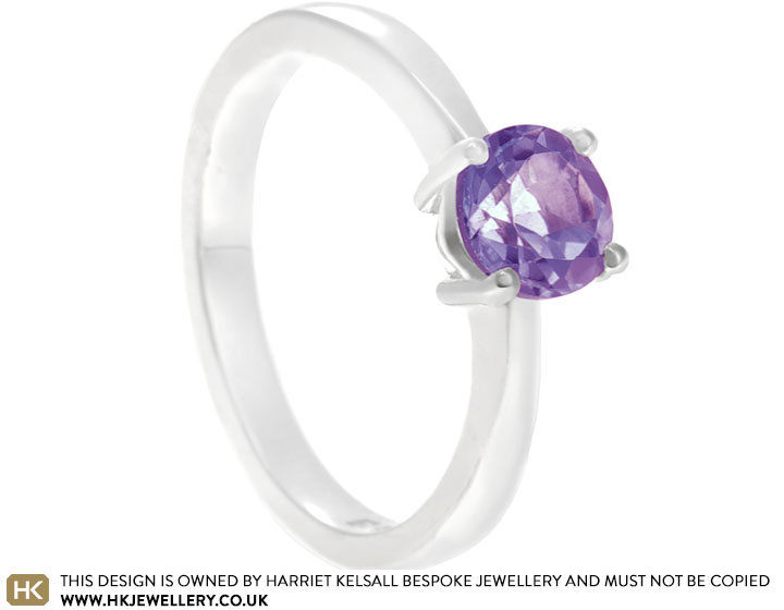 Fairtrade sterling silver dress ring with round cut amethyst