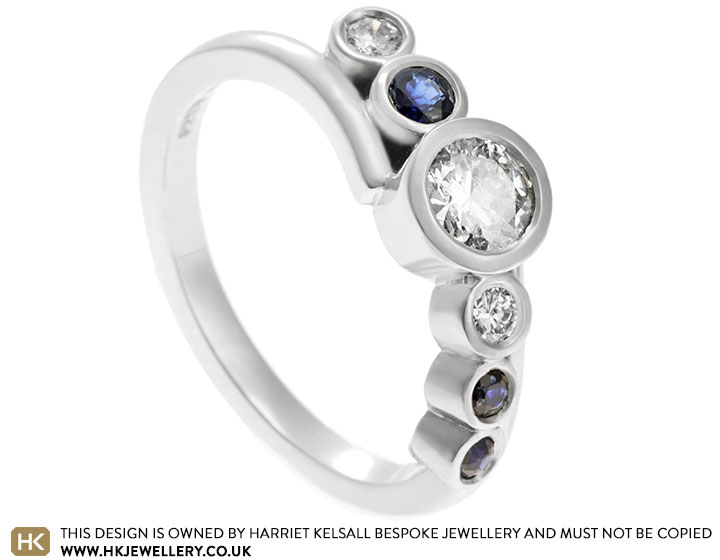 Yamala Blue Sapphire Engagement Ring in 18k White Gold with Diamond and  Diamond - Yamala Emerald Modern Ring - Shop Now