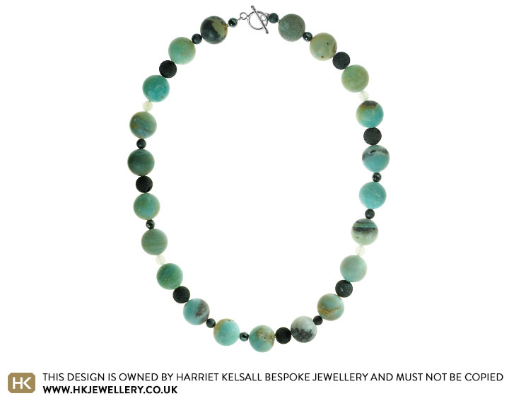 Amazonite, Lava stone and Hematite necklace